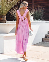 Robe longue à bretelles froncées « You Are Loved » - Lavande